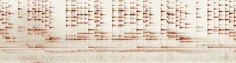 この録音の 16秒 から 46秒 までの周波数の濃淡