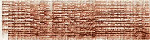 この録音の 0秒 から 13秒 までの周波数の濃淡